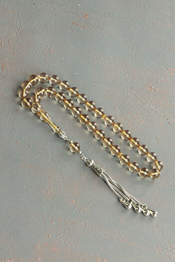 Tesbih Otağı Globe Cut Fire Amber Prayer Beads - Stylish Design with Special Tassels
