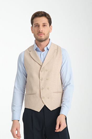 Frappoli Yakalı Basic Kruvaze V Yaka Slim Fit Yelek