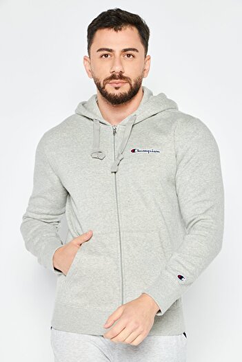 Champion Men Sportswear Fit Long Sleeve Full Zip Outdoor Hoodie, Grey Heather