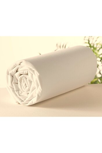 Maki Home Makiteks 100% Cotton Ecru 160X200+2*(50X70) Double Fitted Sheet and Pillowcase Set