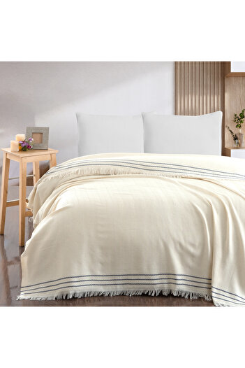 Schafer Home Rena Çift Kişilik Pike 200x230 Cm-Ekru/İndigo