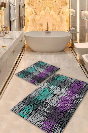 Aldora Machine Washable Stain Resistant Multi Pvc Leather Non Slip Base Design Bathroom Toilet Set Without Eaves B