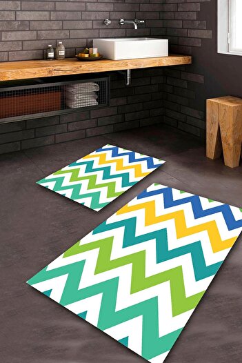 Aldora Colorful Non-Slip Base Design Bathroom Mat Set Bps-2043
