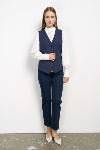 Fatma Atasoy Palazzo Single Navy Blue Vest