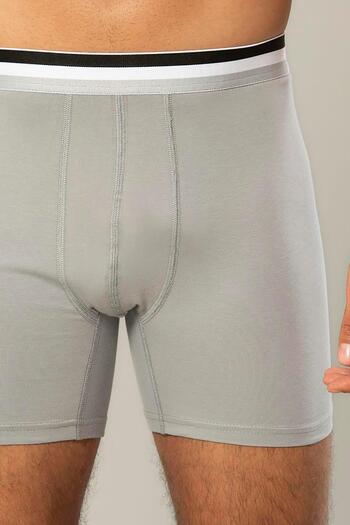 ERDEM İÇ GİYİM Erdem Gray Cotton Elastane Long Boxer 1415