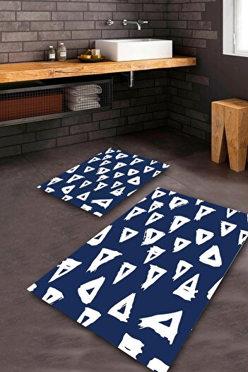 Aldora Machine Washable Stain Resistant Navy Blue Pvc Leather Non Slip Base Modern Bathroom Toilet Set Without Eaves