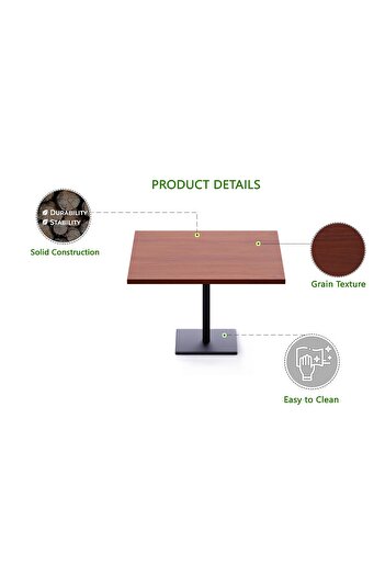 Mahmayi Ristoran Bar Table Square Base 8 Seater Table for Pub, Living Room- Apple Cherry