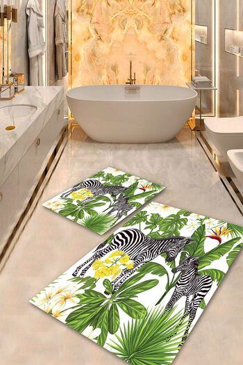 Aldora Multi Non-Slip Base Zebra Bath Mat Set Bps-1678