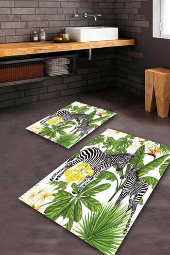 Aldora Multi Non-Slip Base Zebra Bath Mat Set Bps-1678