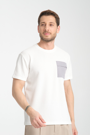 Frappoli Knitted Men's 100% Cotton Slim Fit Crew Neck T-Shirt