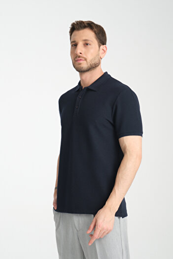 Frappoli Stretchy Knitted Buttoned Polo Neck Men's Classic Fit Polo Neck T-Shirt 100% Cotton
