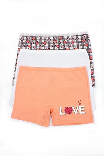 Öts Κορίτσι - Πολύχρωμο Σετ Boxer 3 τεμαχίων Love Printed