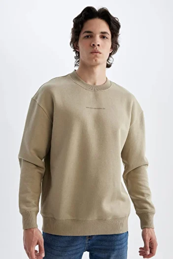 DeFacto Φούτερ με στάμπα Crew Neck Box Fit X8282az24au