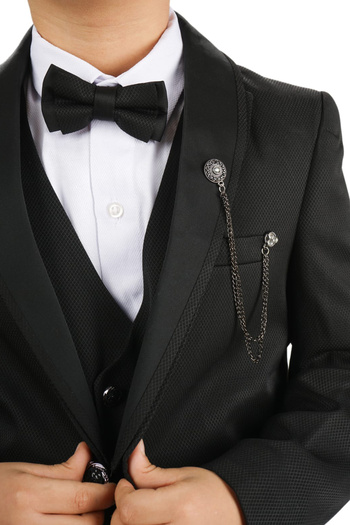 Merdia Boys Tuxedos Groom Suit - Jacket, Pants, Waistcoat, Shirt, Bow Tie and Chain