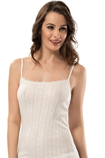 ERDEM İÇ GİYİM Erdem Ecru Transfer Rib Tank Top 2205