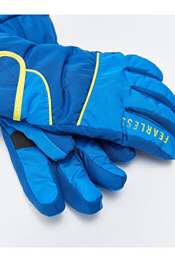 LC Waikiki Blue Text Printed Boys' Thick Gloves