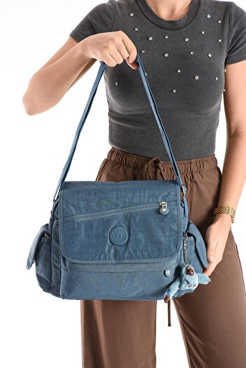 571 Collections Çanta Çapraz Askılı Ultra Hafif Çok Cepli Omuz Çantası Mavi (Model: 571-6N)