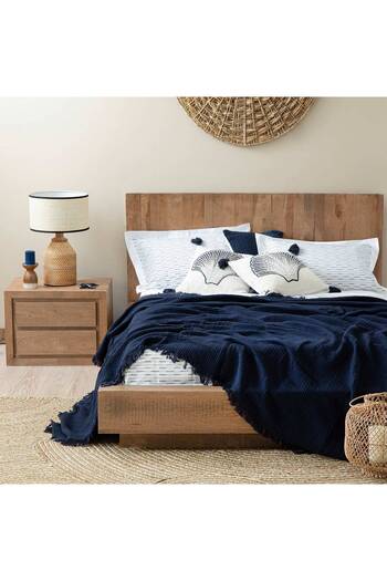 Chakra Marfa Double Size Summer Blanket 200x220 cm Marin Blue