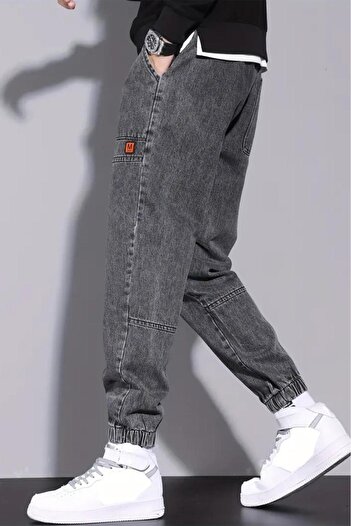 Oksit Reax Tyso Beli ve Paçası Lastikli İpli Jogger Kesim Erkek Jean Pantolon