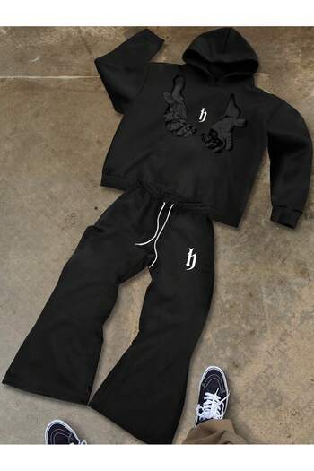PENTHİLUS Dikay Aliman Printed Hooded Sweatshirt Hoodie Loose Fit Tracksuit Set