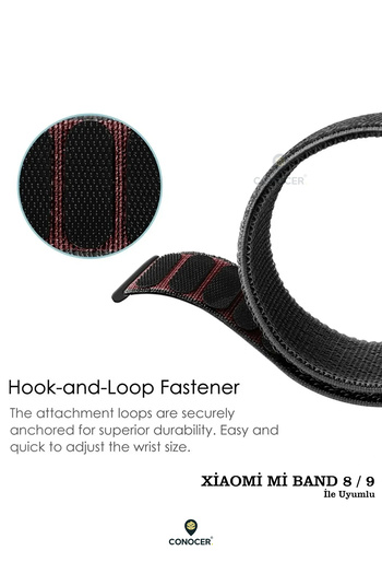CONOCER High Quality Straw Woven Cord Strap Compatible with Xiaomi Mi Band 8 / Mi Band 9 / Mi Band 10