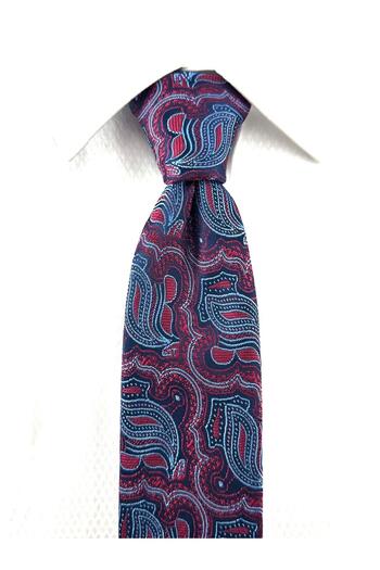 PİERRONİ Burgundy Blue Patterned Handkerchief Tie