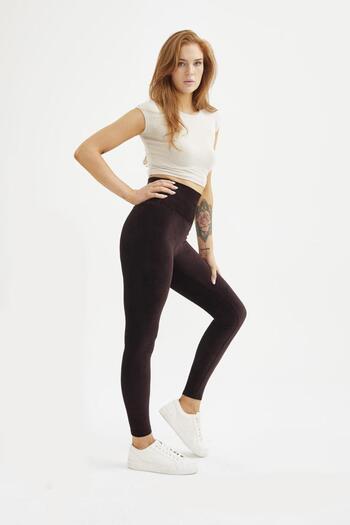 Oro verde Women's Velvet French Corduroy Burgundy Leggings