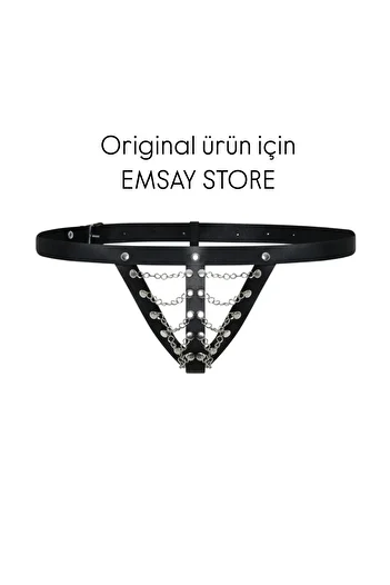 ŞAHANE İÇ GİYİM Emsay Store Fancy Leather Chain Men's Underwear- String- Thong