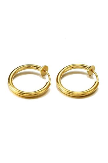 Chavin 16 mm 2 Pcs Steel Gold Closure Earrings for Non-Pierced Ears Ev25Sr-16