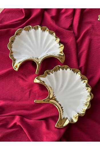 ROSSEV Ginkgo Leaf Presentation Plate 2 Pcs