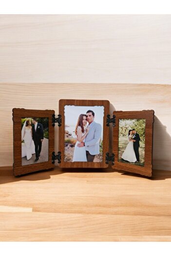 HANEM Mdf Wood 3-Panel Hinged Photo Frame & Sides 10X15 Center 15X21