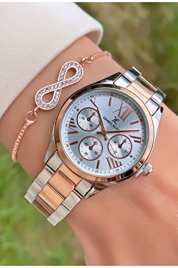 Daniel Klein Silver Women's Wristwatch and Bracelet Gift
