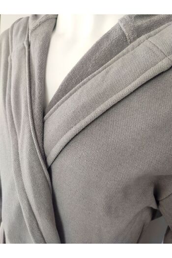 CollessiaHome Unisex Gray Hooded 100% Cotton Bathrobe
