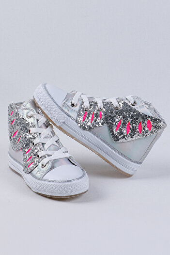 NS Little Tenis pentru fete-aripi de fluture-argintiu iluminat (gamă 31-35)