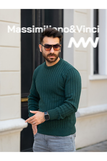 mayastyle Σετ 4 Ανδρικά Πλεκτά Πουλόβερ Μαύρο, Γκρι, Μπεζ, Σμαραγδένιο Πράσινο