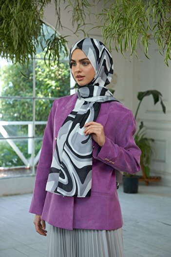 İpekhan Summer Sparkle Collection Μαλακό Σάλι Μαύρο Γκρι 3044-16
