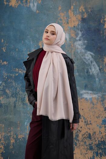 İpekhan Powder Pink Square Pattern Jacquard Shawl - 8012-21