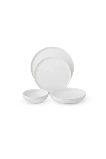 Dania Luxury 16 Piece Plain Round White Porcelain Dinner Set