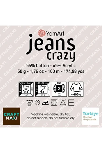 Yarnart Jeans Crazy Ebruli Hand Knitting Yarn Ebruli 8204