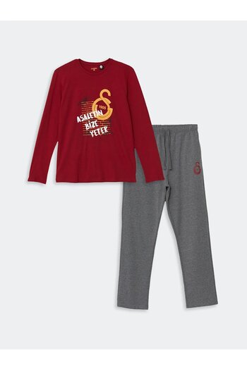 LC Waikiki Men's Pajama Set - Red, Fan Print, Standard Fit t t