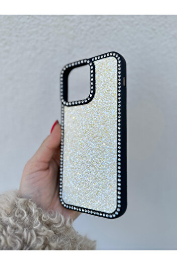 OSG iPhone 16 Pro Max Uyumlu Taşlı Kenarlı Renkli Taşlı İç Yapılı Darbe Emici Ultra Premium Kılıf