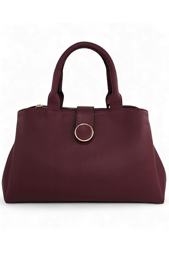 Evident Burgundy Women's Hand and Shoulder Bag with Three Separate Zipper Compartments