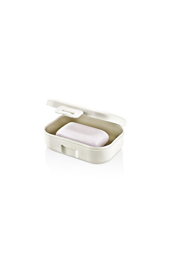QLUX IDEAS Ecru Soap Box, Carrying Box for School, Camping, Travel, Pack of 2, Color Ecru Red Gray