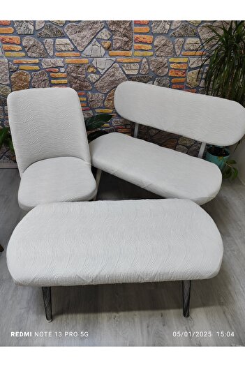 COVER TEKSTİL PUF BENCH KILIFI TAKIMI 2 SANDALY B OVAL 1 BENCH 1 PUF KILIFI
