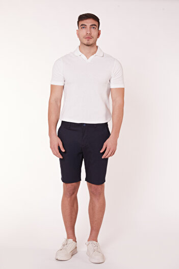 BRACCAS Men's Modal Mixed Chino Slim Fit Shorts Navy Blue
