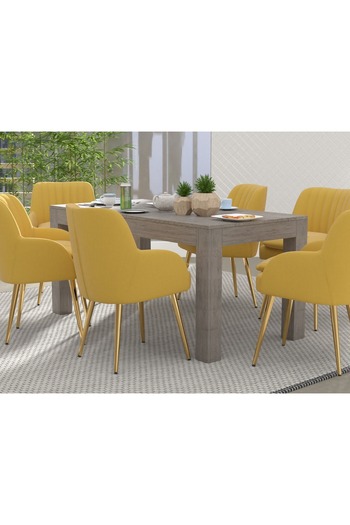 Mahmayi 6-Seater Wooden Dining Table for Kitchen, 160cm, Grey Brown Whiteriver Oak Finish