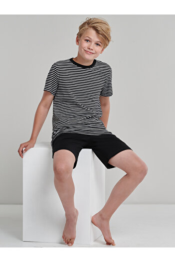 Schiesser Kurzer Schlafanzug Basic Kids Schlafanzug Pyjama Schlafmode Bequem