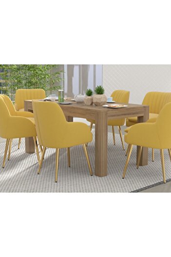 Mahmayi 6-Seater Wooden Dining Table for Kitchen, 160cm, Vintage Santa Fe Oak Finish