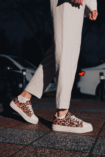 Marjin Leopard Patterned Thick Sole Women's Sneakers - Larka Leopard