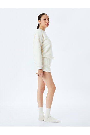 Koton Elastic Waist Plush Mini Shorts Pajama Bottoms